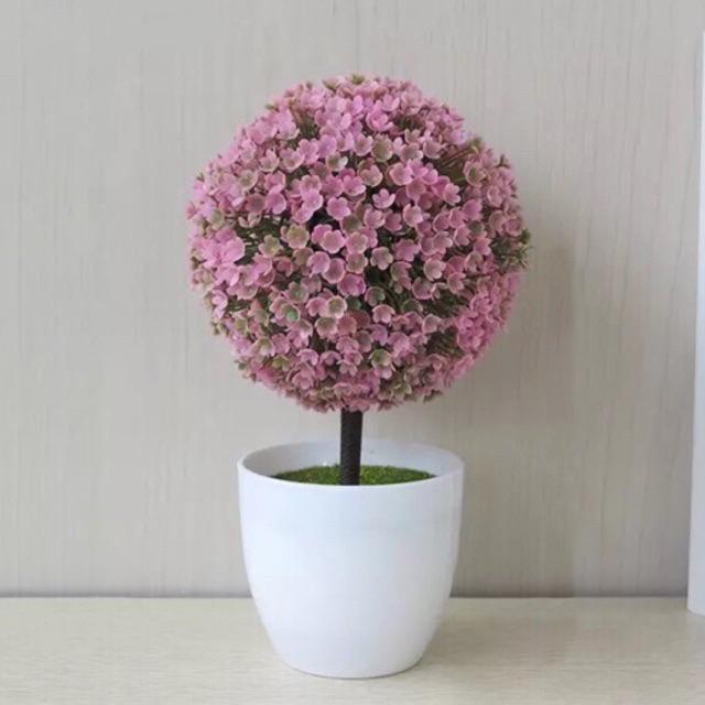 AM348 Bunga plastik / Pajangan bunga Artifisial / motif bulat  Vas Bulat-Pink