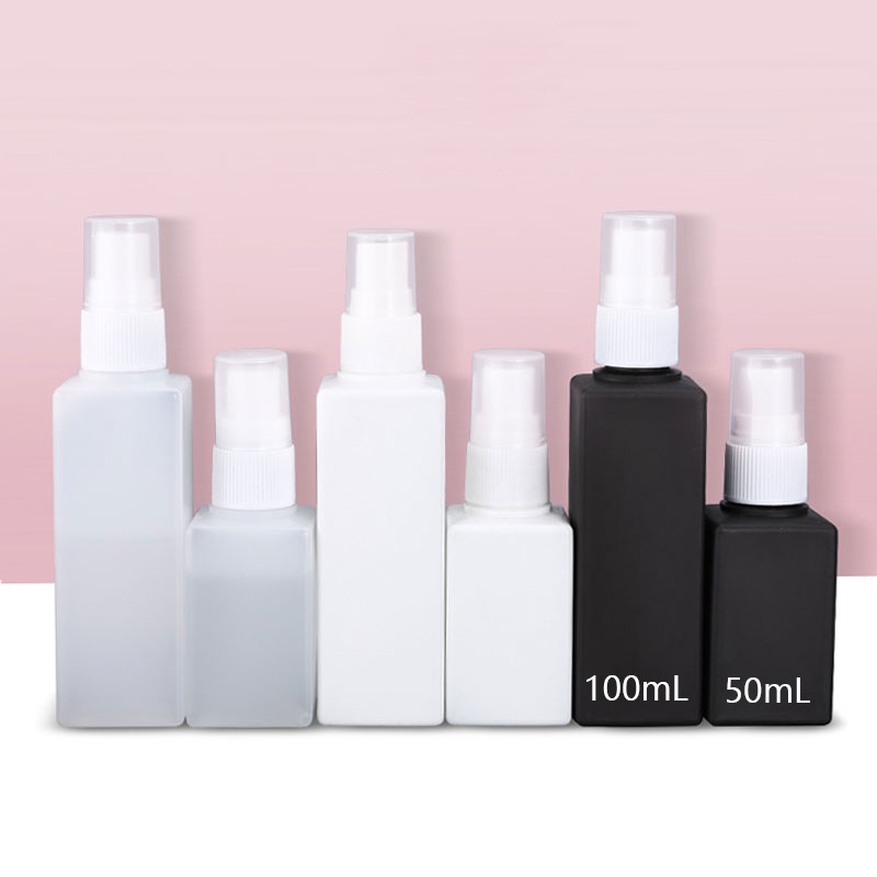 50ml/100ml Square Spray Bottle Travel Portable Botol Alkohol Disinfektan Sub-Botol Isi Ulang Parfum Atomizer Penyimpanan Wadah Cairan