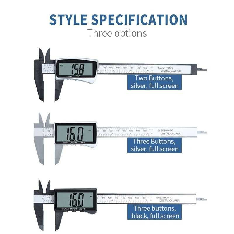 Jangka Sorong Digital LCD Vernier Caliper 3 Buttons Hitam