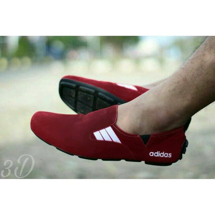 Sepatu Adidas Slip On Casual Merah Maroon Pria Cowok Laki Laki