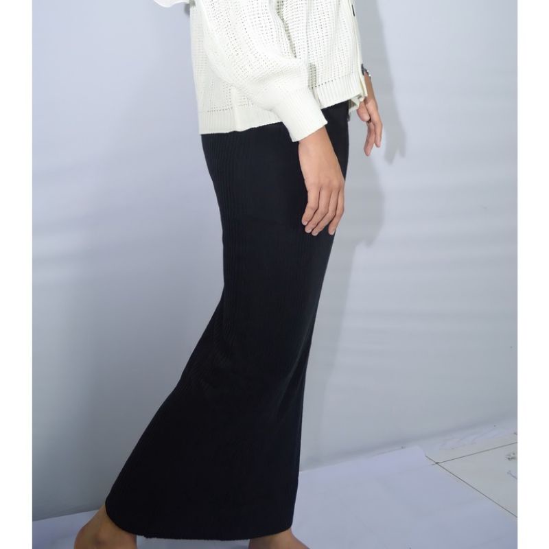 Rok Span Rajut tebal / Rok Span Plisket Rajut Premium