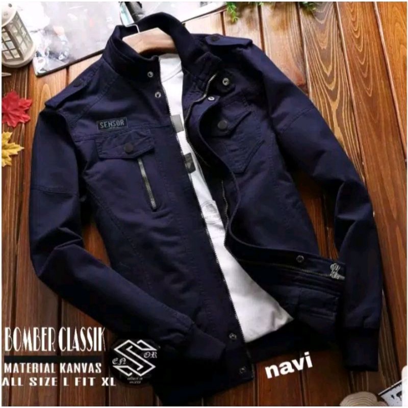 Jaket pria IKC 002 distro cbr six Bandung hoodie dua sisi bolak balik keren grosir pakaian pria H0D7-Navy ( Classik )