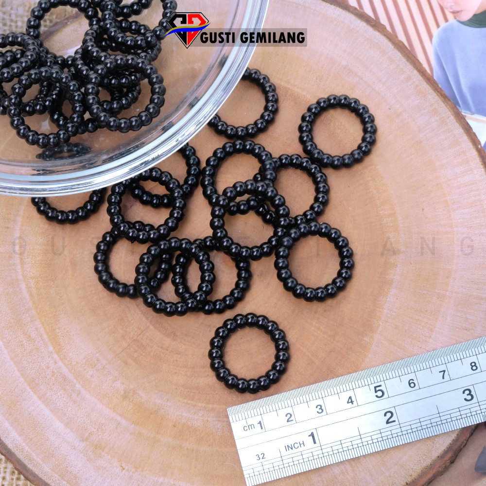 isi 6pcs Kerajinan Tangan Bentol Bulat Hitam Putih
