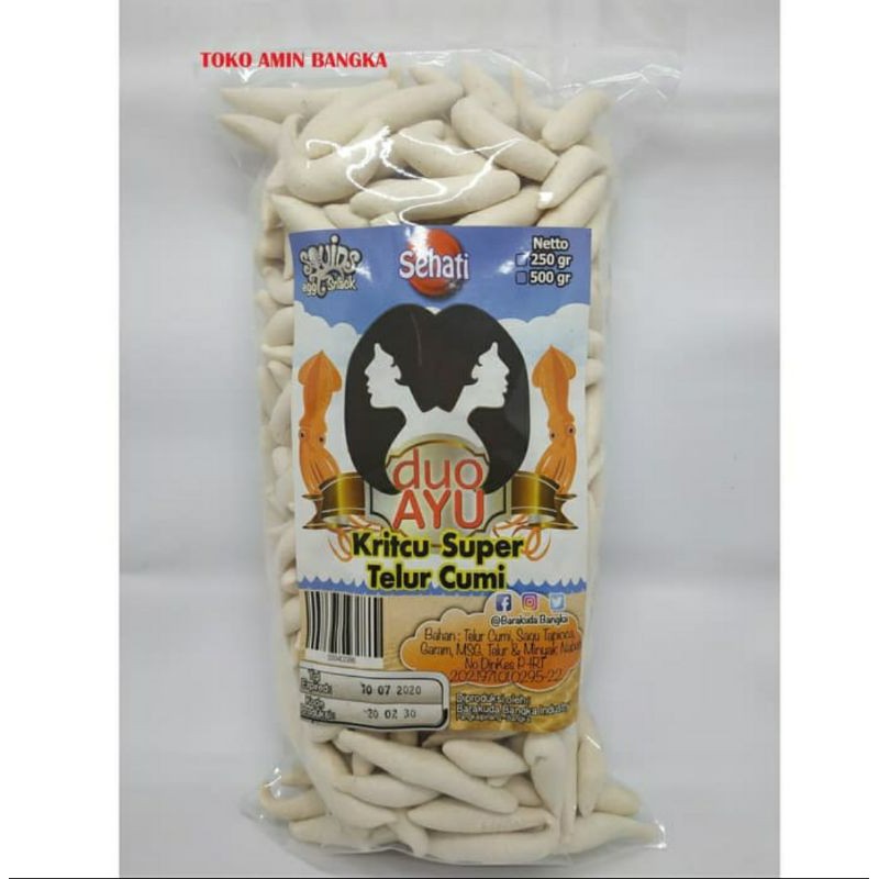 

Kerupuk Telor Cumi Kricu Khas Bangka Cap Duo Ayu 250 Gram