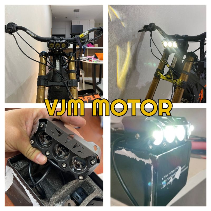 LAMPU SOROT LED MOTOR 3 MATA LENSA MODEL MINI DRIVING PUTIH KUNING UNIVERSAL CUSTOM