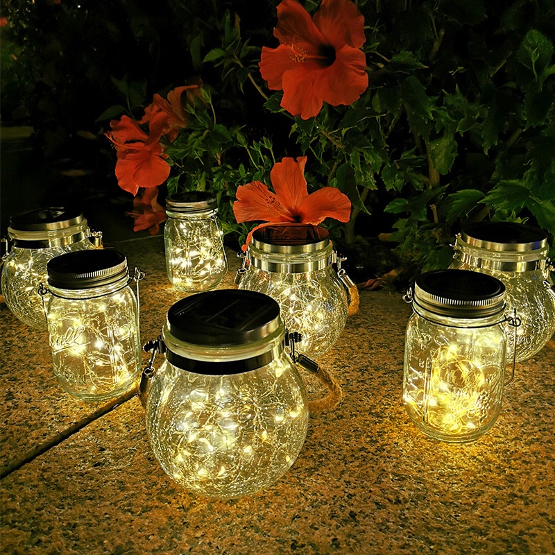 Hot Sale/String Lampu Tutup Botol Retak Solar 8cm Dekorasi/String Lampu Led Pagar Halaman/String Lampu Tutup Botol Taman