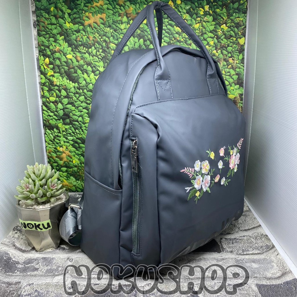 ANELLO Tas Ransel Bordir Bunga / Tas Fashion Wanita / Tas Sekolah atau Kerja