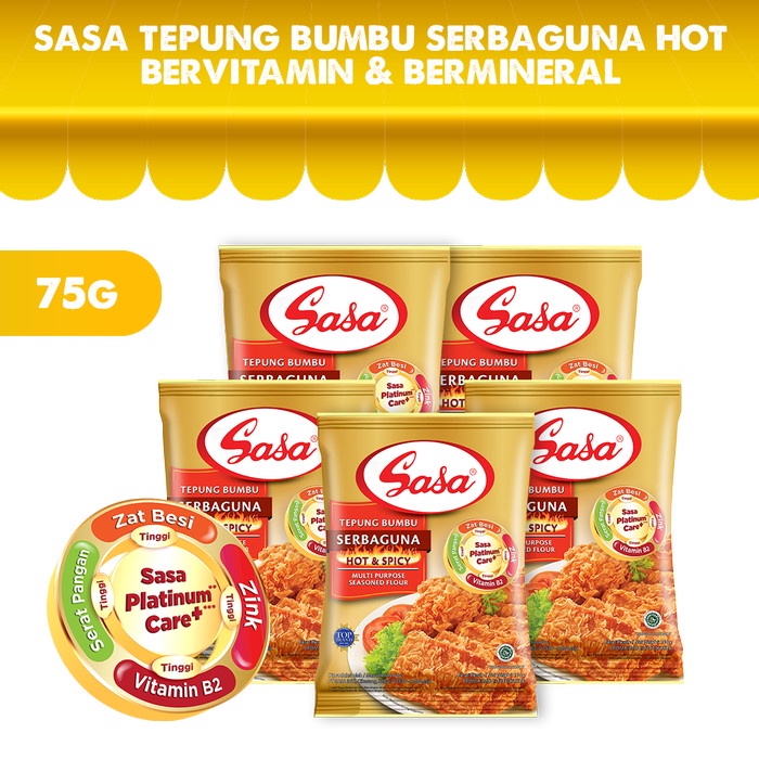 

pakai-siap-tepung-bumbu-tepung- sasa tepung bumbu serbaguna hot bervitamin & bermineral 75gr - 5pcs