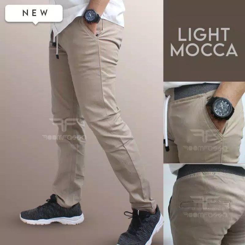  CELANA  Pria  SLIMFIT Panjang chino KERJA HARIAN  HITAM MOCCA 