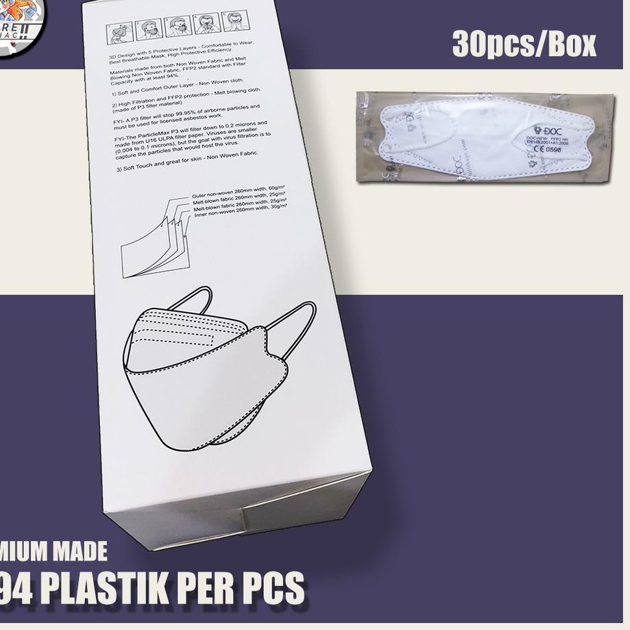 Model baru - Masker KF94  DOC Putih Plastik Per Pcs 4 PLY 1 Box isi 30 PCS