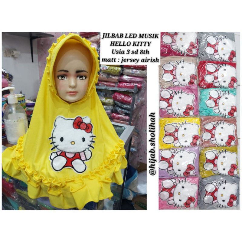 Jilbab anak Hello kitty, LOL LED musik Naura