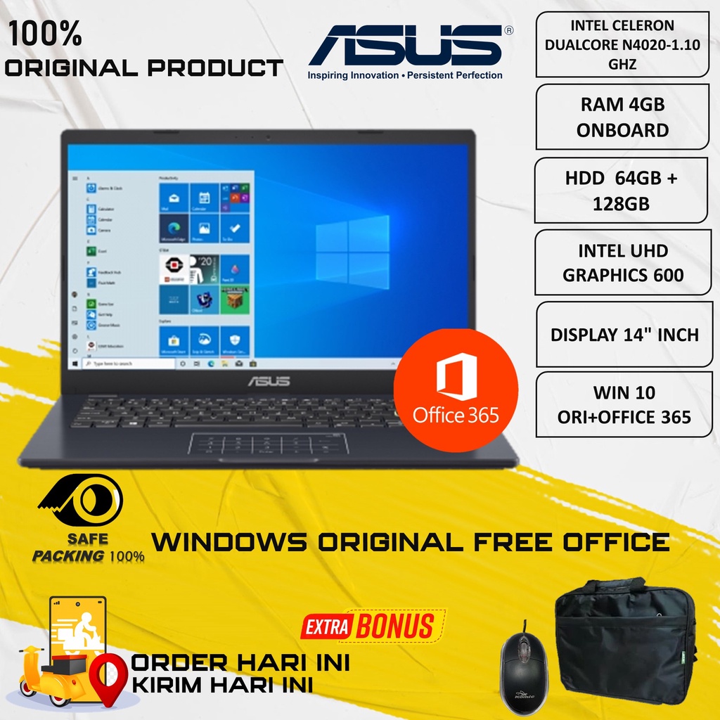 Jual Laptop Asus Slim Vivobook E410ma N4020 4gb Gb 256gb Ssd 14 Win10home Office 365 Black 8062