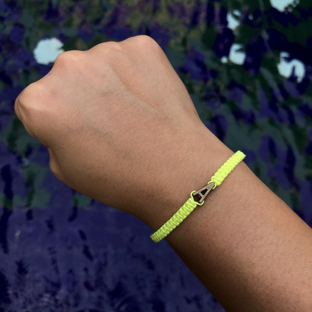 Gelang Inisial Slide Tali Shamballa Neon