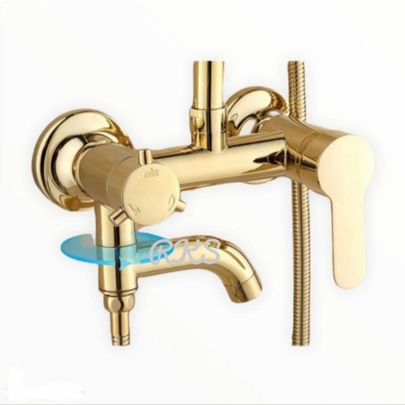 Shower Tiang/Column/Panas Dingin/Shower Set/Gold/Brass/Kuningan/Premium