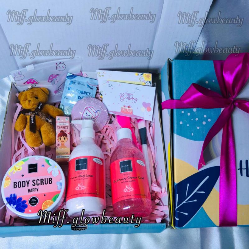 Miffglow - (COD) BEBAS REQUEST HAMPERS / GIFT BOX Scarlett whitening body lotion body scrub body shower original kado cewek kado unik kado ulang tahun