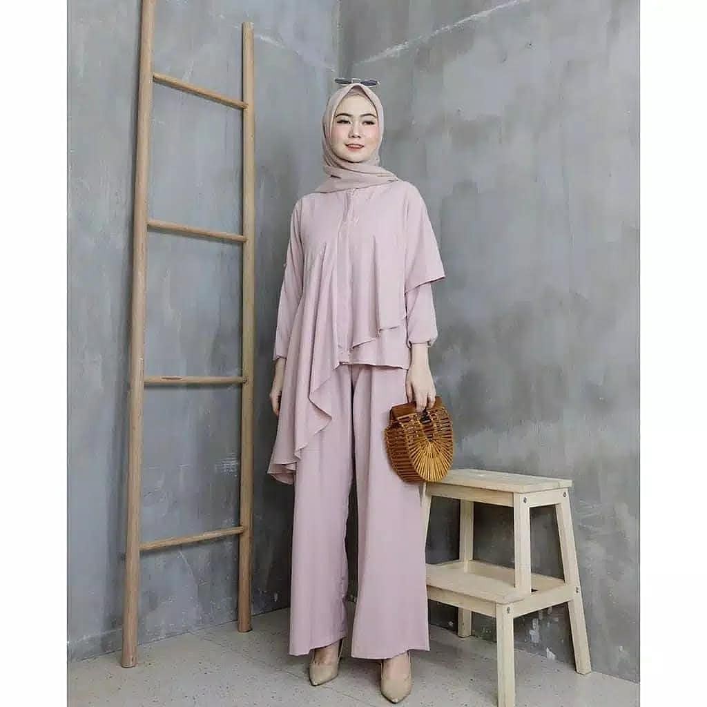 SET TRENDY MURAH MACARIA SET Bahan Mosscrepe Setelan Wanita Termurah Trendy Modern 2021