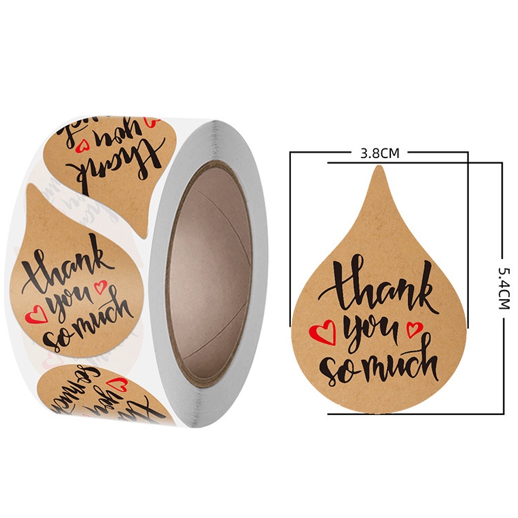

Sticker water drop thank you / sticker packing / sticker label 1 roll (500pcs) 3,8x5,4cm