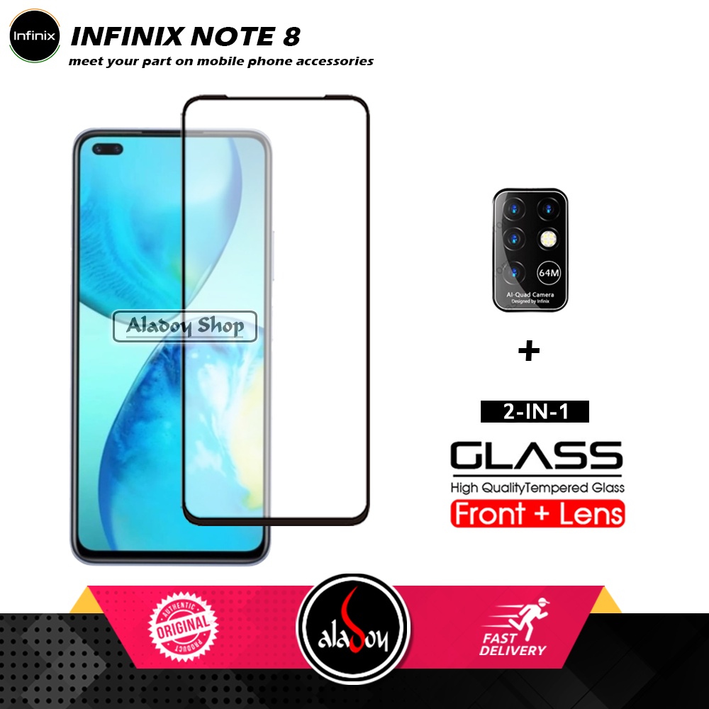 PAKET 2 IN 1 Tempered Glass Layar Infinix Note 8 Free Tempered Glass Camera