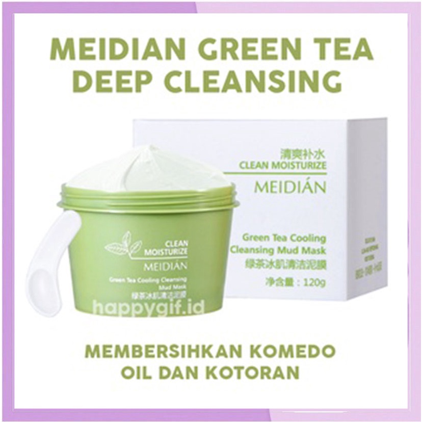 MEIDIAN Green Tea Clay Membersihkan Pori-pori，Mencerahkan Warna Kulit. 120gr XX033