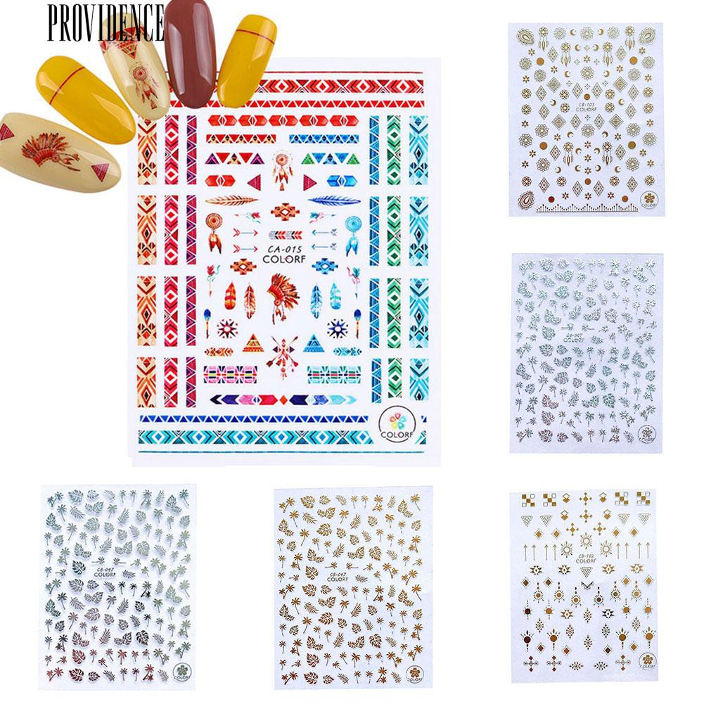 [Bayar Di Tempat]  Mode Pohon Kelapa Daun Laser Nail Art Sticker Manicure DIY Decal Foil Dekorasi