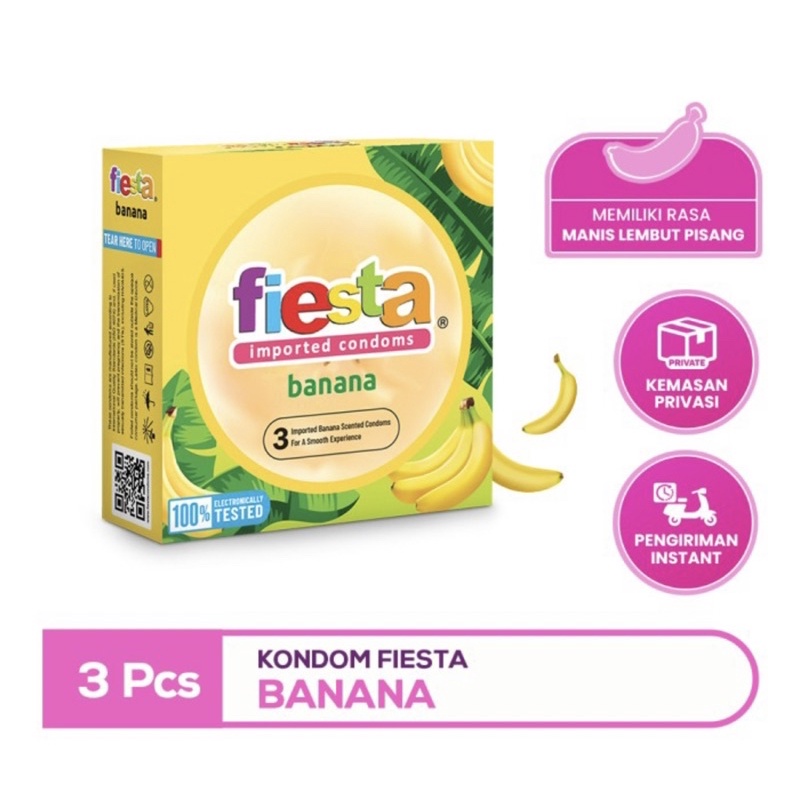 Kondom fiesta aroma buah isi 3 ( privasi aman )