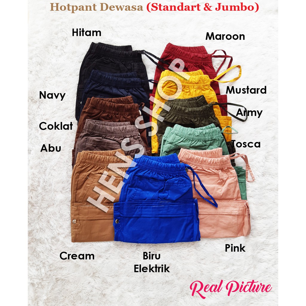 CELANA PENDEK KATUN WANITA / CELANA HOTPANTS KATUN STRETCH WANITA STANDART L DAN JUMBO XXL