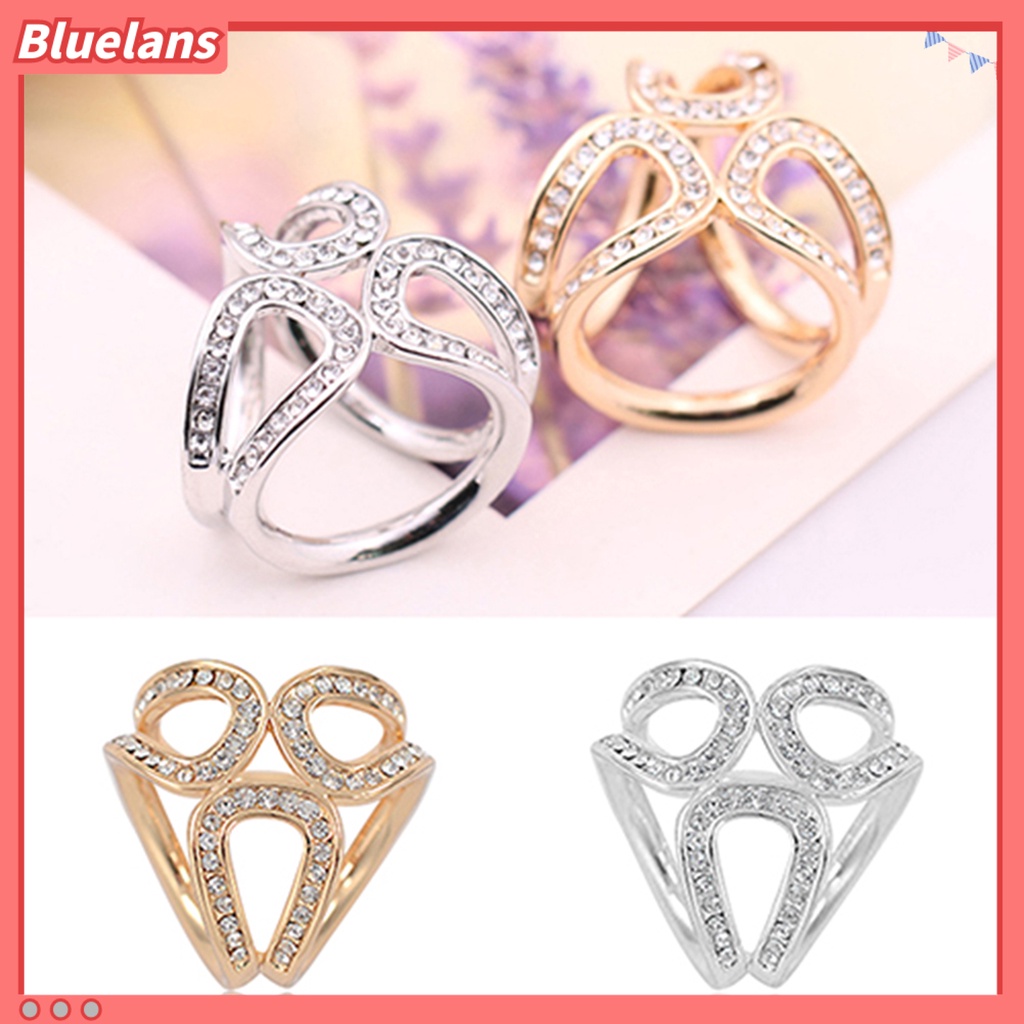 Bluelans Scarf Buckle Clip Simple Easy Matching Alloy Three-ring Rhinestone Shawl Holder Travel