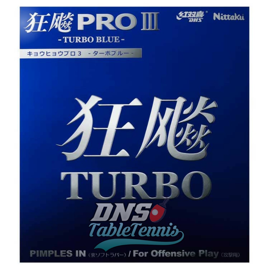 Nittaku Hurricane Pro III Turbo Blue Sponge - Rubber Karet Bat Tenis Meja