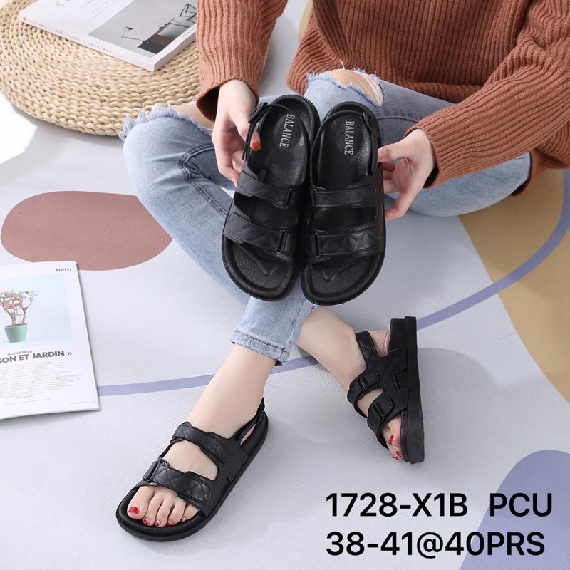 Sandal Gunung Tali Balance L1728-X1B Sandal Gunung Tali Ban Dua Khusus Warna Hitam Terbaru