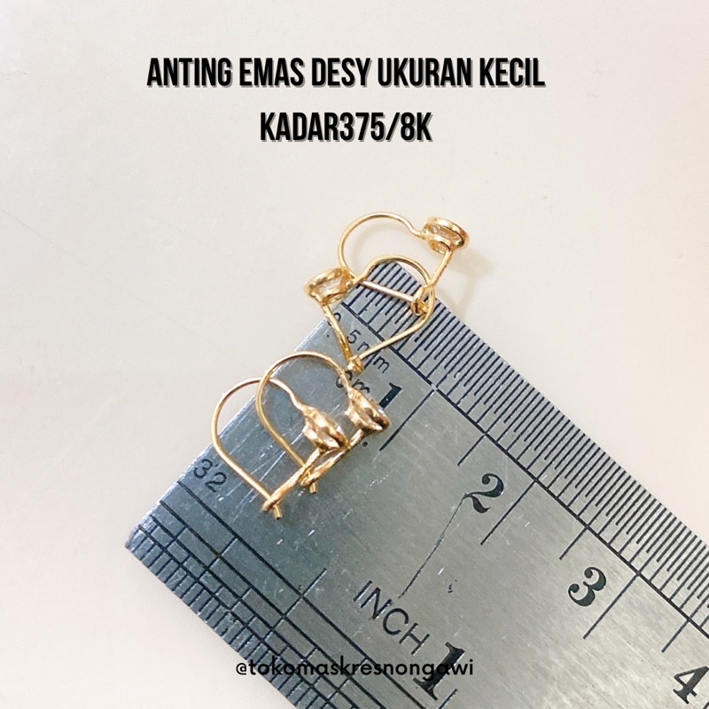 anting emas desi ukuran kecil kadar 375/8k emas asli