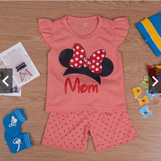 SETELAN ANAK CEWEK SATU SET / RUFFLE TEE PEREMPUAN MODEL TANGAN KUPU - KUPU 0-7 tahun