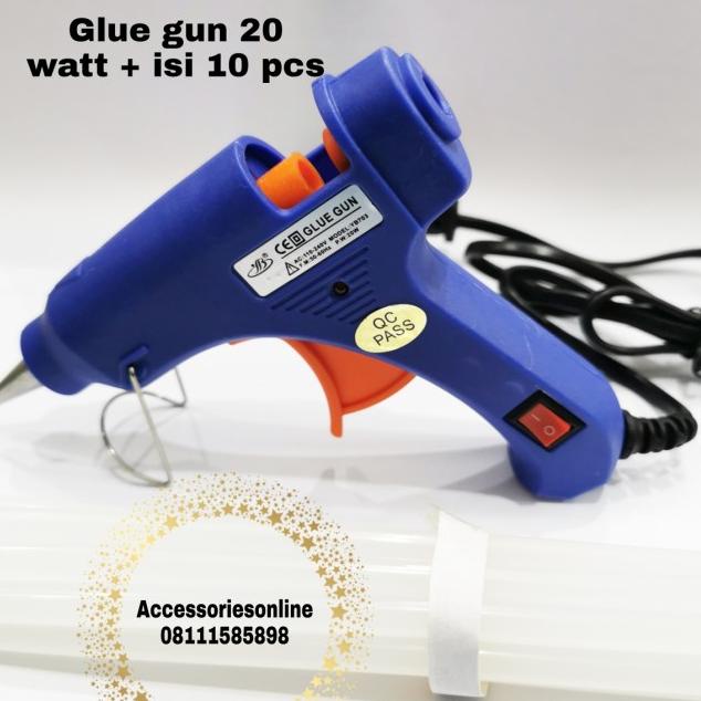 

○ Promo!!! Alat Lem Tembak 20 Watt + 10 Refill 27cm Paket glue gun bakar ♝