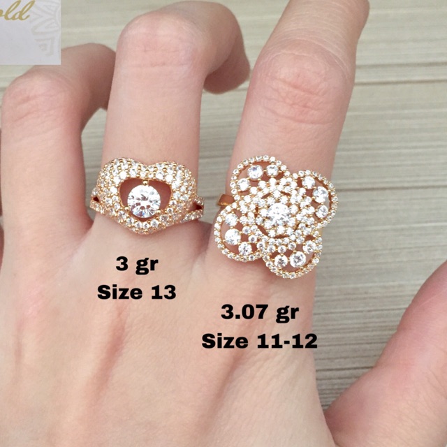 Cincin emas diamond look mewah kadar 375