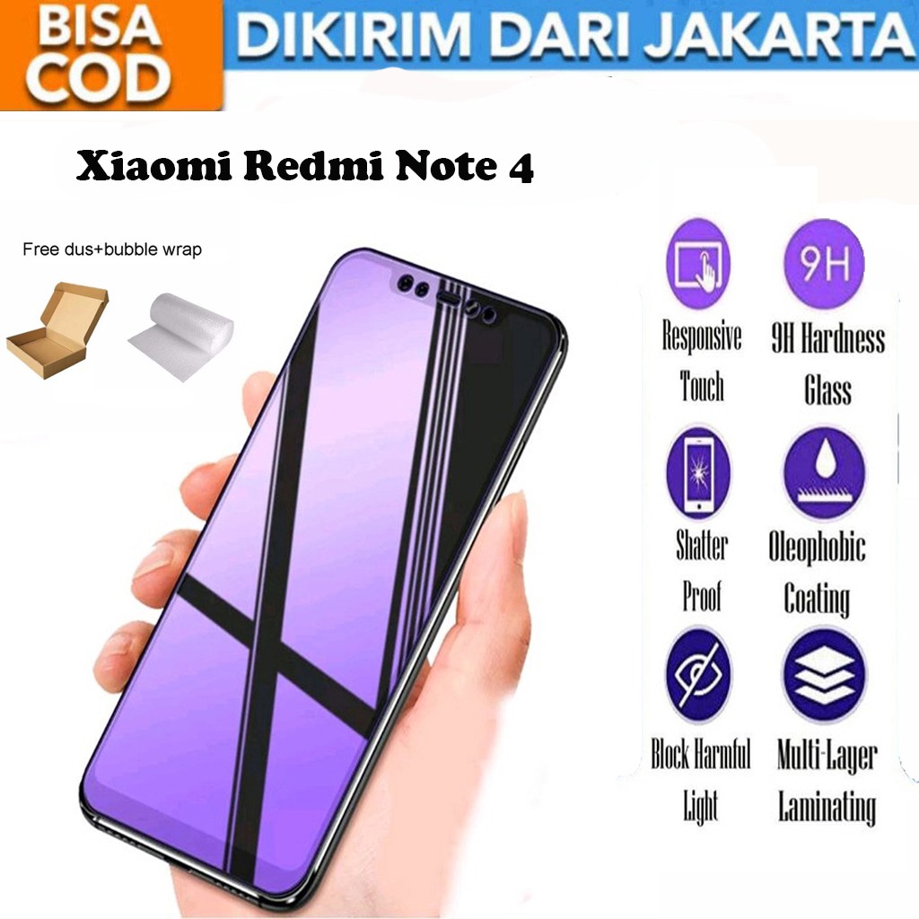 Tempered Glass Xiaomi Redmi Note 4 Matte Blue Light Anti Gores Full Screen Full Cover Protector