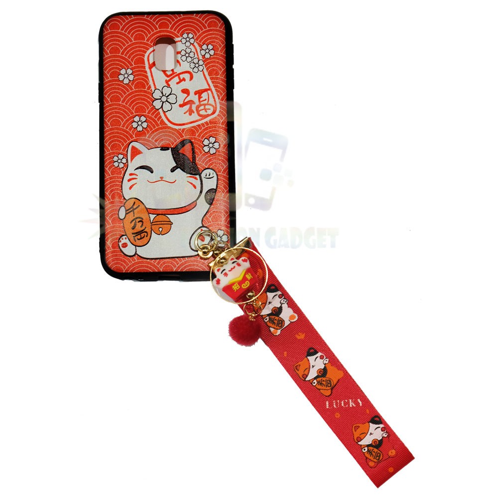 ANTI CRACK Samsung Galaxy J3 Pro 2017 / J330 Casing Lucky Cat Case / Silikon Maneki Neko Kucing Hoki