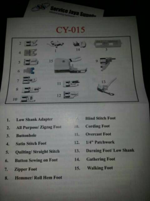 Sepatu Set isi 15 Jenis Sepatu Jahit untuk Mesin Jahit Portable - CY 015 Presser Foot Set