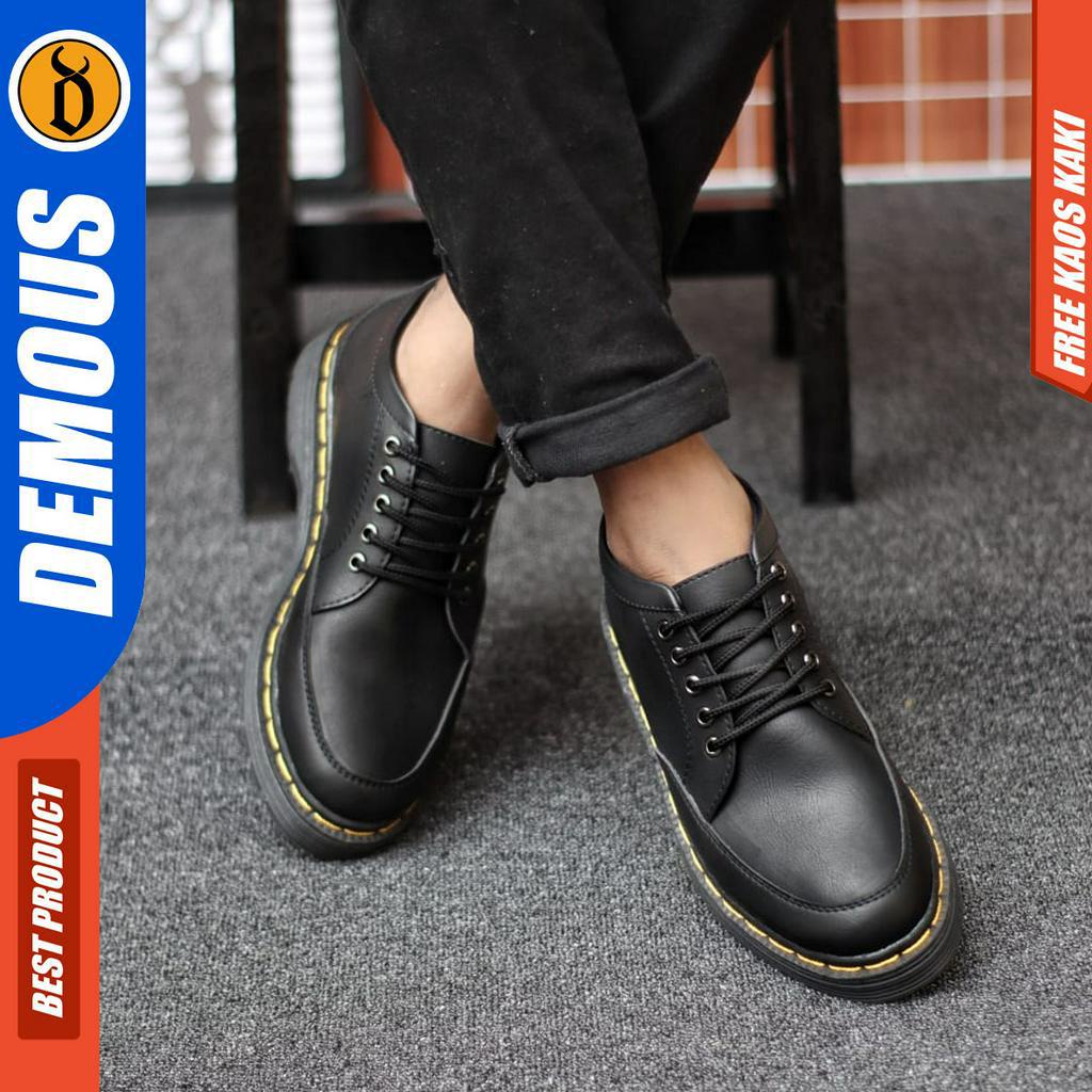 DEMOUS FUSI - Sepatu Formal Pantofel Docmart Low Boots Kulit PU Kerja Pria