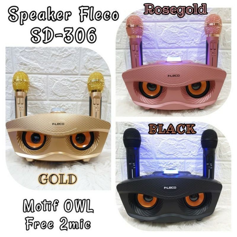 termurah Speaker Fleco FL 306/Speaker Karaoke Bluetooth Fleco 2 Mic Wireless Original