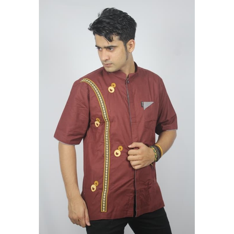 MY BAJU KOKO PRIA BORDIR PREMIUM TN 56 MERAH BATA