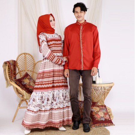 BAJU COUPLE HAWA SARIMBIT LEBARAN (2021) HAFIZ&HAFIZAH FAMILY GAMIS PLUS KHIMAR BAJU COUPLE KELUARGA