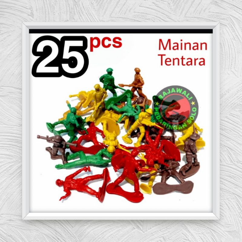 MAINAN TENTARA PLASTIK ISI 25 PCS MINIATUR TENTARA PLASTIK MAINAN JADUL