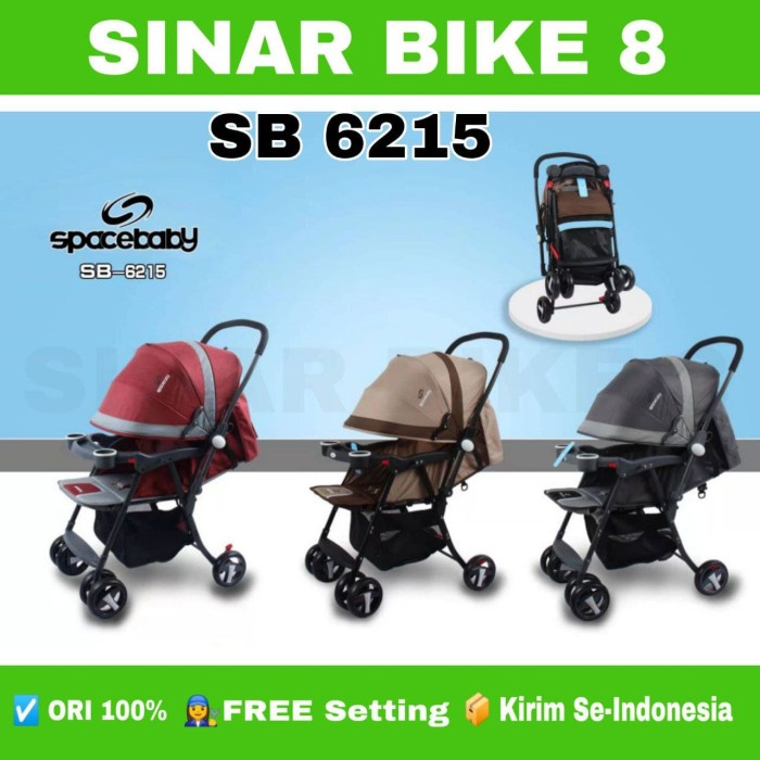 Kereta Dorong Bayi Baby Stroller SPACE BABY SB 6215 REVERSIBLE STIR