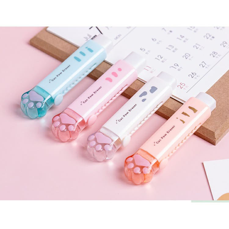 Penghapus Mekanik Anak Perempuan Sekolah Push Pull Cat Paw Lucu Aesthetic Cute Eraser Stationery