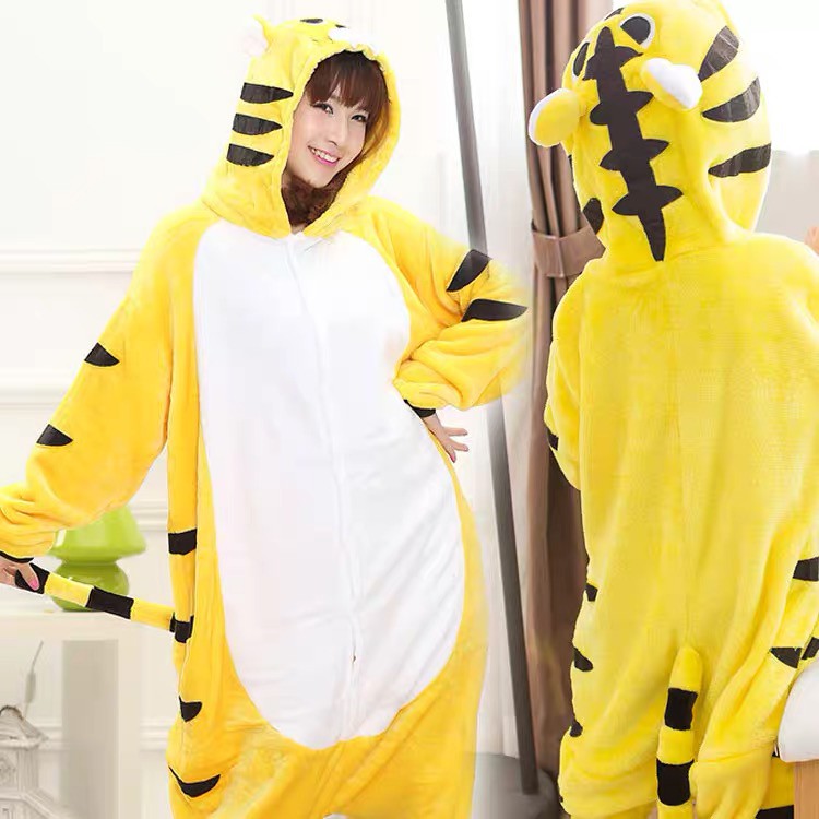 KOSTUM ONESIE HARIMAU KUNING TIGER KOSTUM PIYAMA KIGURUMI COSPLAU PESTA BAJU TIDUR IMPOR