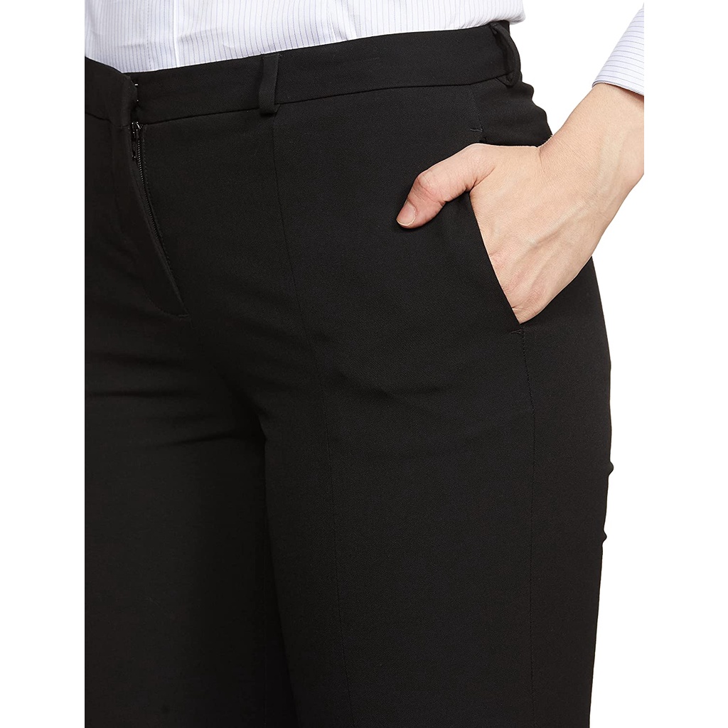 CELANA FORMAL WANITA KERJA KANTOR HITAM SLIMFIT | BAHAN KAIN HIGH TWIST