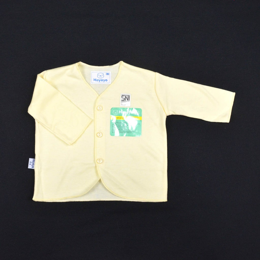 HAYAYO 1 Pcs Baju Lengan Panjang Bayi/Baby Warna (0-6M)| Baju Bayi Cewek / Cowok Newborn Murah-Kuning