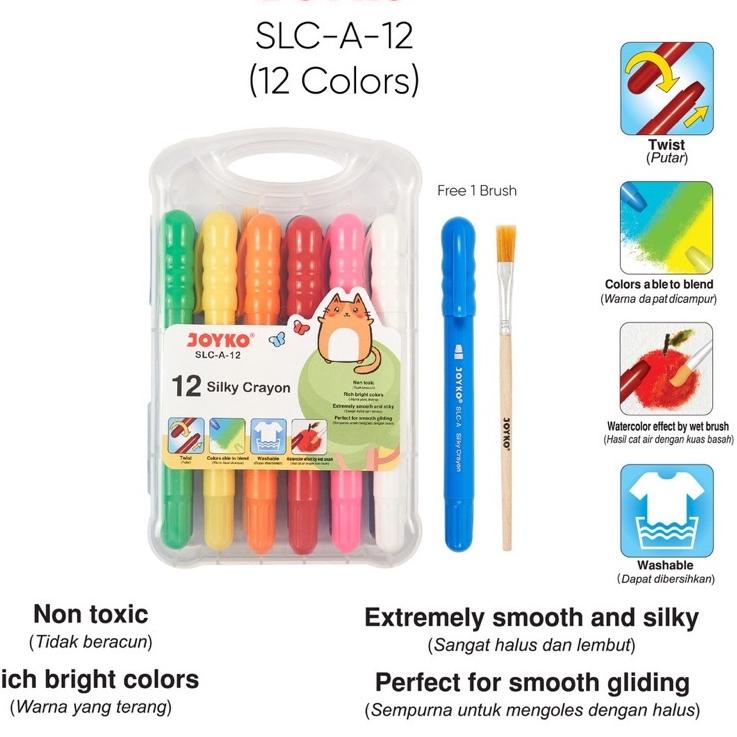 

Super Delivery Silky Crayon Krayon Halus Joyko SLC-A-12 Warna Colors
