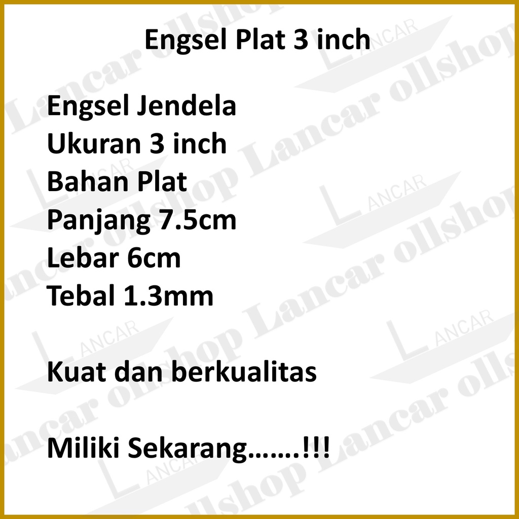 Engsel pintu / Engsel jendela plat 3 inch Putih / Engsel Pintu Rumah 3 baut