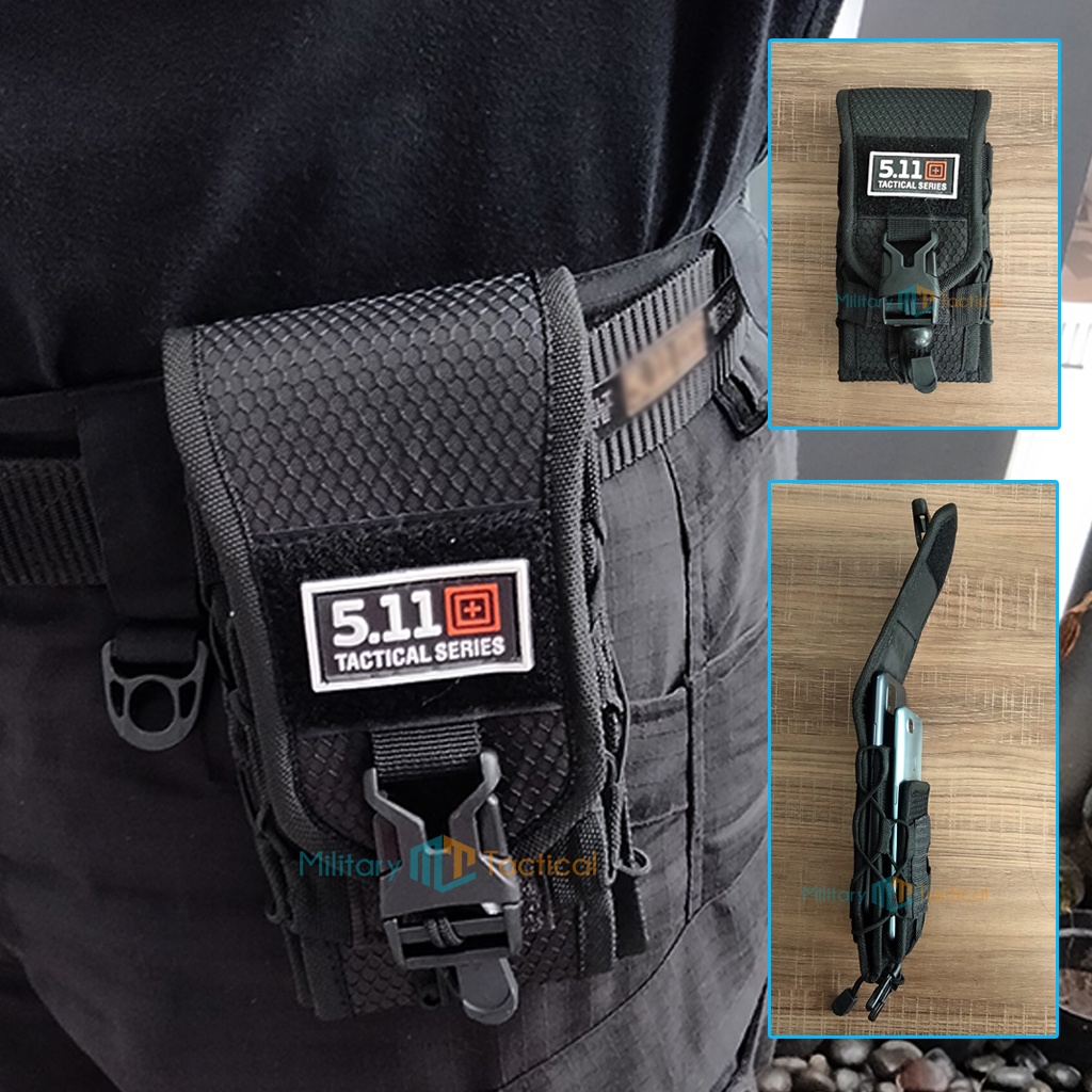 Sarung Hp Tactical  6,5 Inch Dual Slot Kanvas  Sarung Hp Pinggang Tempat Hp Pinggang  Free Patch Karet | Bisa COD