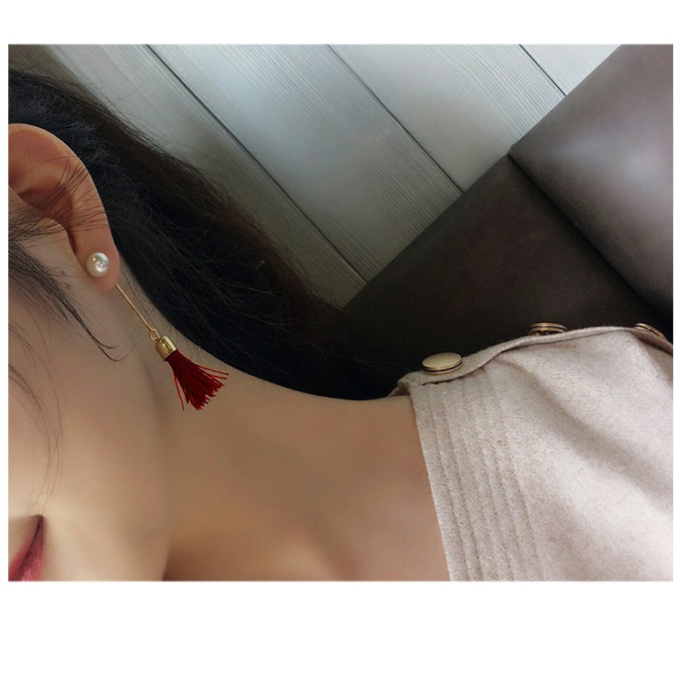 Anting Tusuk Mutiara Wanita Kekinian /Anting Tassel Panjang Simple Model  MISS 81